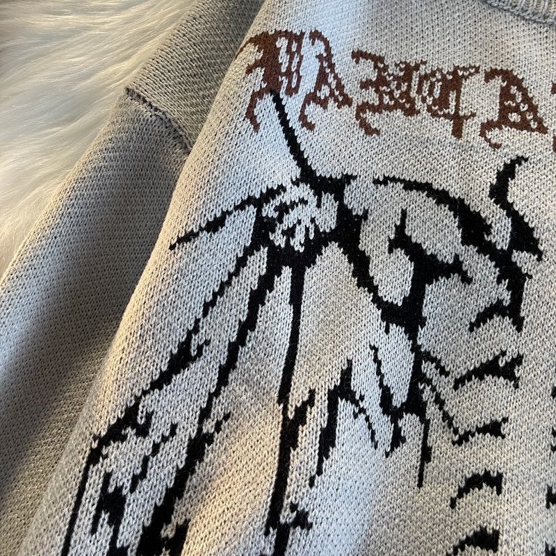 고딕 편지 풀오버 힙합 Streetwear 박쥐 해골 인쇄 새로운 니트 스웨터 Menautumn 하라주쿠 코튼 스웨터 여성 2022 - imaget 12 고딕 편지 풀오버 힙합 Streetwear 박쥐 해골 인쇄 새로운 니트 스웨터 Menautumn 하라주쿠 코튼 스웨터 여성 2022 - imaget 12