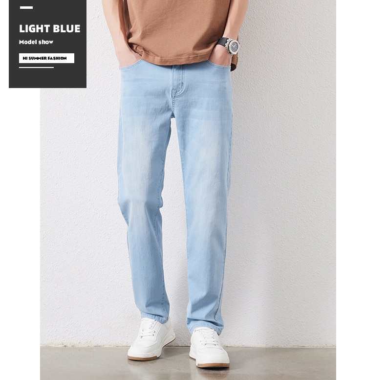 남성 스트레치 슬림 루즈 스트레이트 청바지 28-48 플러스 사이즈 봄 새로운 얇은 바지 패션 브랜드 품질 모든 경기 캐주얼 바지 - imaget 11 남성 스트레치 슬림 루즈 스트레이트 청바지 28-48 플러스 사이즈 봄 새로운 얇은 바지 패션 브랜드 품질 모든 경기 캐주얼 바지 - imaget 11