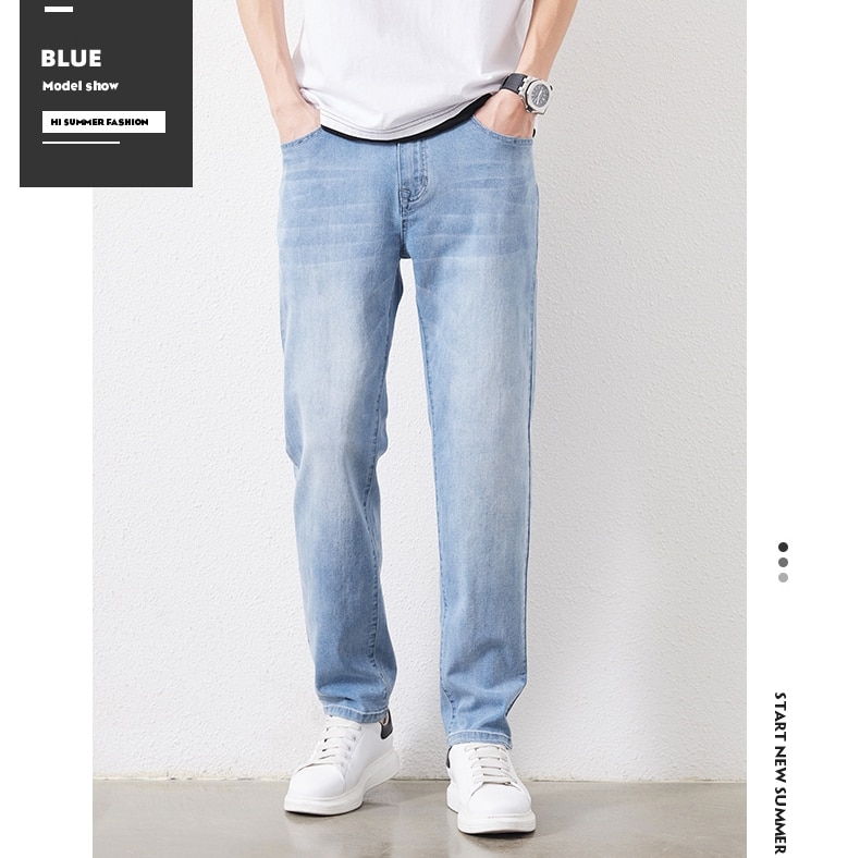 남성 스트레치 슬림 루즈 스트레이트 청바지 28-48 플러스 사이즈 봄 새로운 얇은 바지 패션 브랜드 품질 모든 경기 캐주얼 바지 - imaget 14 남성 스트레치 슬림 루즈 스트레이트 청바지 28-48 플러스 사이즈 봄 새로운 얇은 바지 패션 브랜드 품질 모든 경기 캐주얼 바지 - imaget 14