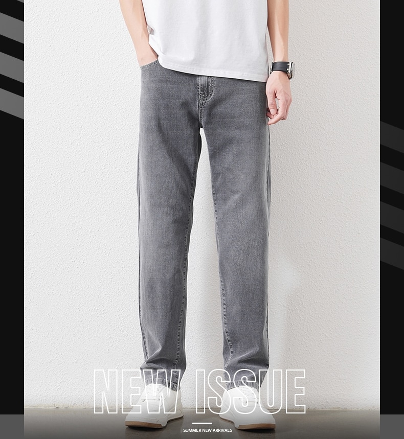 남성 스트레치 슬림 루즈 스트레이트 청바지 28-48 플러스 사이즈 봄 새로운 얇은 바지 패션 브랜드 품질 모든 경기 캐주얼 바지 - imaget 4 남성 스트레치 슬림 루즈 스트레이트 청바지 28-48 플러스 사이즈 봄 새로운 얇은 바지 패션 브랜드 품질 모든 경기 캐주얼 바지 - imaget 4