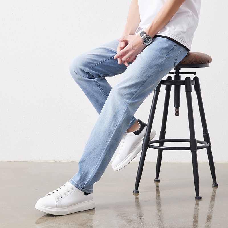 남성 스트레치 슬림 루즈 스트레이트 청바지 28-48 플러스 사이즈 봄 새로운 얇은 바지 패션 브랜드 품질 모든 경기 캐주얼 바지 남성 스트레치 슬림 루즈 스트레이트 청바지 28-48 플러스 사이즈 봄 새로운 얇은 바지 패션 브랜드 품질 모든 경기 캐주얼 바지