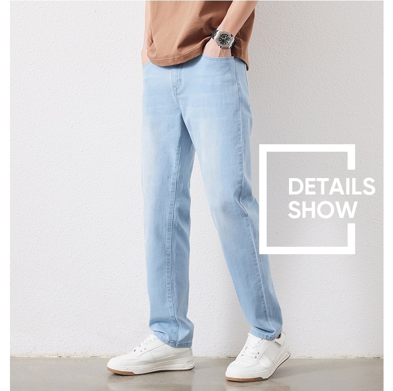 남성 스트레치 슬림 루즈 스트레이트 청바지 28-48 플러스 사이즈 봄 새로운 얇은 바지 패션 브랜드 품질 모든 경기 캐주얼 바지 - imaget 12 남성 스트레치 슬림 루즈 스트레이트 청바지 28-48 플러스 사이즈 봄 새로운 얇은 바지 패션 브랜드 품질 모든 경기 캐주얼 바지 - imaget 12