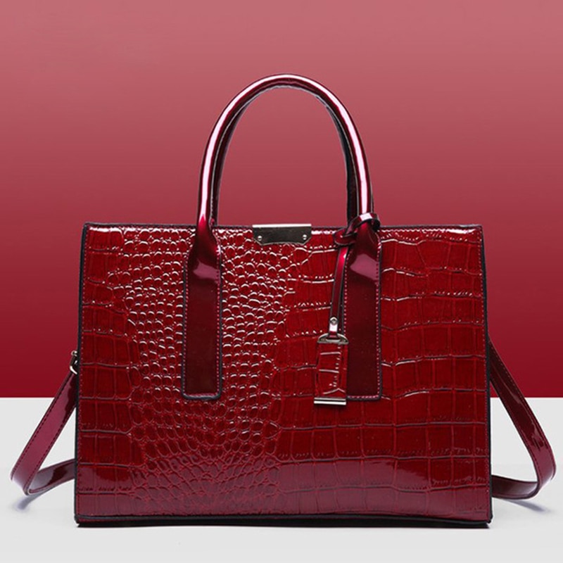 럭셔리 핸드백 악어 디자이너 PU 특허 가죽 크로스 바디 백 여성용 토트 레트로 숙녀 Messegner 숄더 백 Bolsa - imaget 15