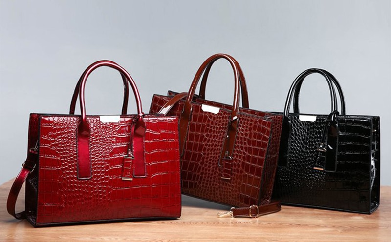 럭셔리 핸드백 악어 디자이너 PU 특허 가죽 크로스 바디 백 여성용 토트 레트로 숙녀 Messegner 숄더 백 Bolsa - imaget 10