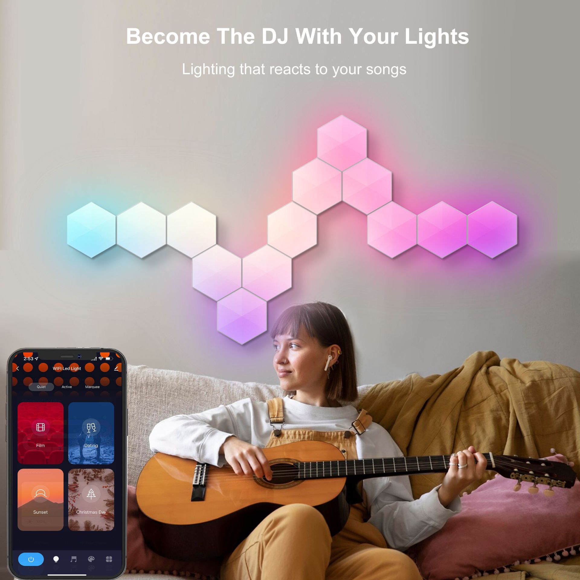 스마트 APP 음성 제어와 RGBIC 현대 LED 벽 램프 DIY 육각 벌집 조명 컴퓨터 게임 룸 장식에 대 한 LED 빛 스마트 APP 음성 제어와 RGBIC 현대 LED 벽 램프 DIY 육각 벌집 조명 컴퓨터 게임 룸 장식에 대 한 LED 빛