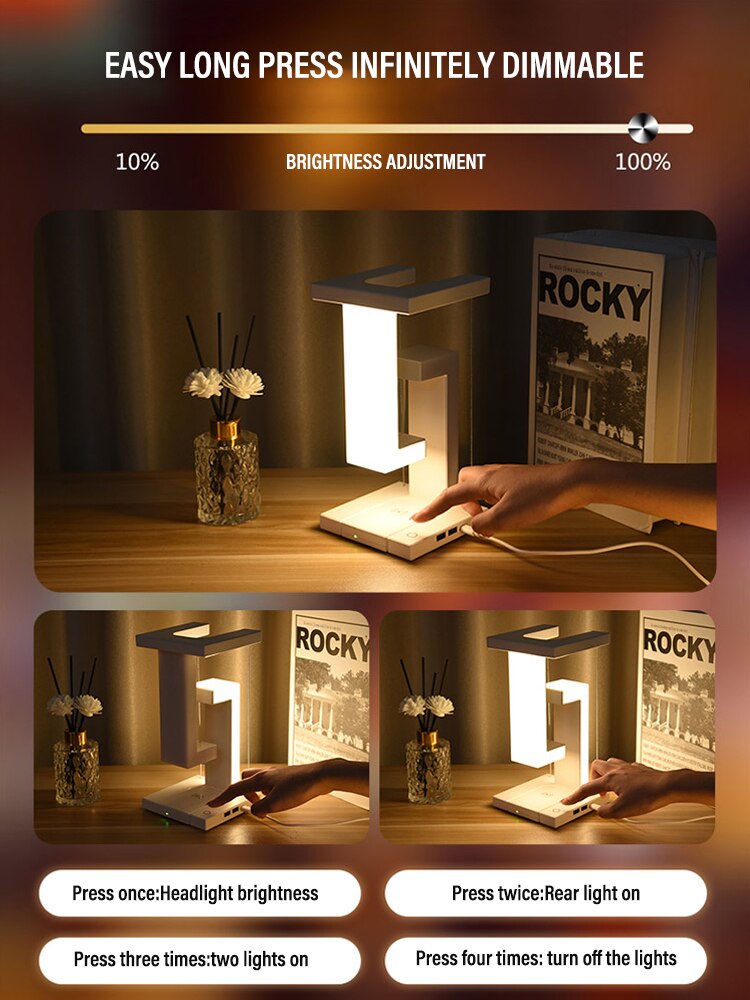 침실 머리맡 데스크탑 장식 선물에 대 한 Dimmable 10W 무선 충전기 책상 램프와 LED 일시 중단 된 반 중력 밤 빛 - imaget 5 침실 머리맡 데스크탑 장식 선물에 대 한 Dimmable 10W 무선 충전기 책상 램프와 LED 일시 중단 된 반 중력 밤 빛 - imaget 5